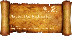 Matievits Radiszló névjegykártya